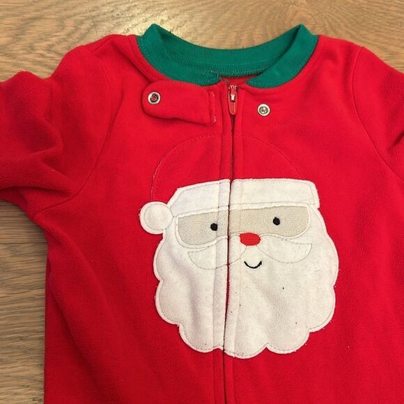 Carters Santa Christmas pajamas 18M. Zipper pajamas - Picture 2 of 4